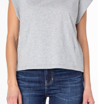 Earnest Sewn Women's Cap Sleeve Cotton Jersey Shirt Gray Size Large