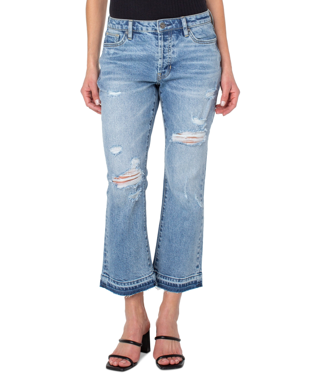 Earnest Sewn Women's Bootcut Cropped Flare Jeans Blue Size 31