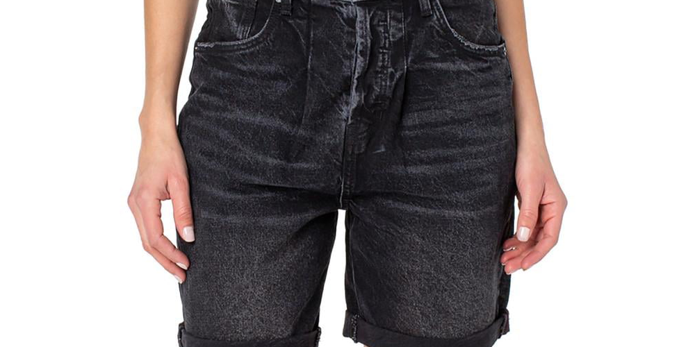 Earnest Sewn Women's Cuffed Pleated Denim Shorts Blue Size 25