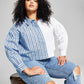 And Now This Women's Two Toned Cotton Top Blue Size 3X