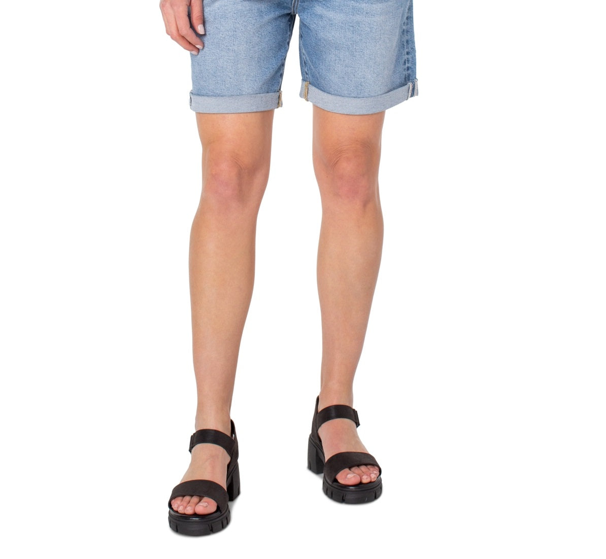 Earnest Sewn Women's Cuffed Pleated Denim Shorts Blue Size 33