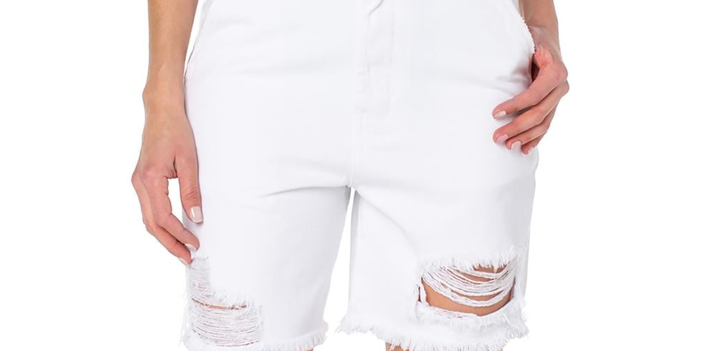 Earnest Sewn Women's Distressed Twill Denim Shorts White Size 31