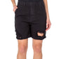 Earnest Sewn Women's Distressed Twill Denim Shorts Black Size 34