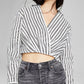 And Now This Women's Cotton Faux Wrap Crop Top White Size XX-Large