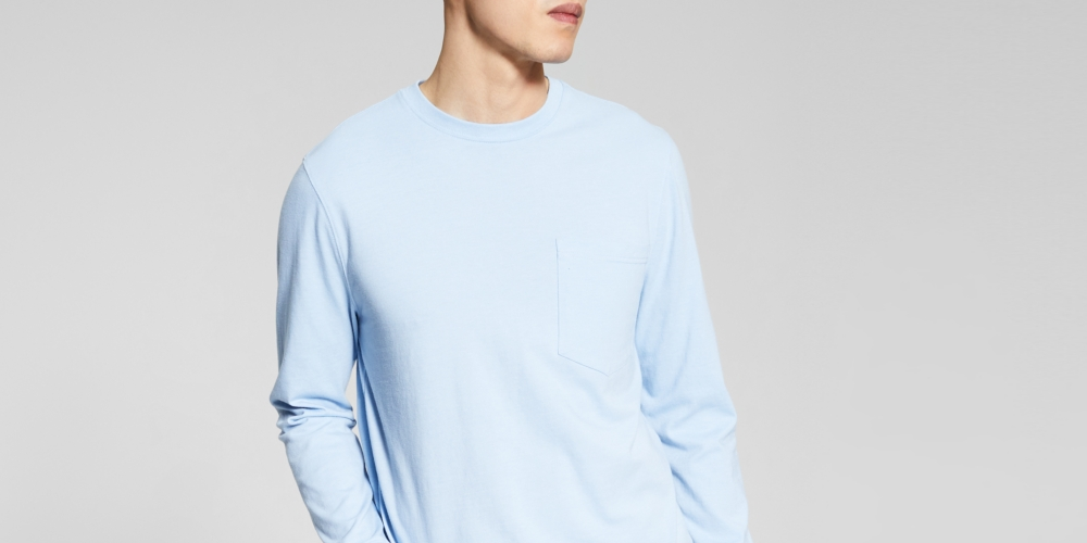 And Now This Men's Pocket Long Sleeve T-Shirt Blue Size XX-Large