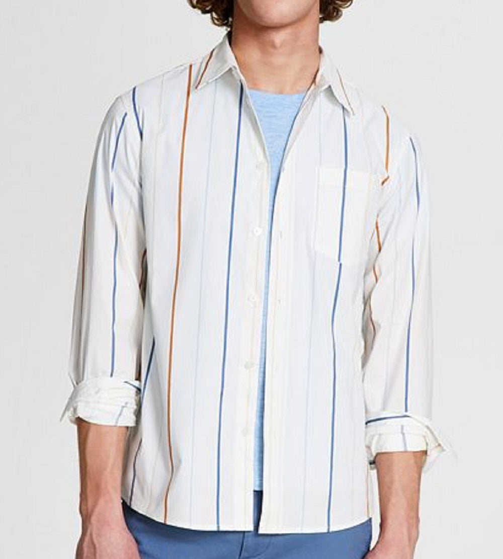 And Now This Men's Regular Fit Stripe Shirt White Size XXL