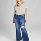 And Now This Women's Ripped Flare Leg Jeans Blue Size 22W