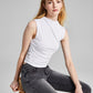 And Now This Women's Mock Neck Side Ruched Sleeveless Top White Size Medium