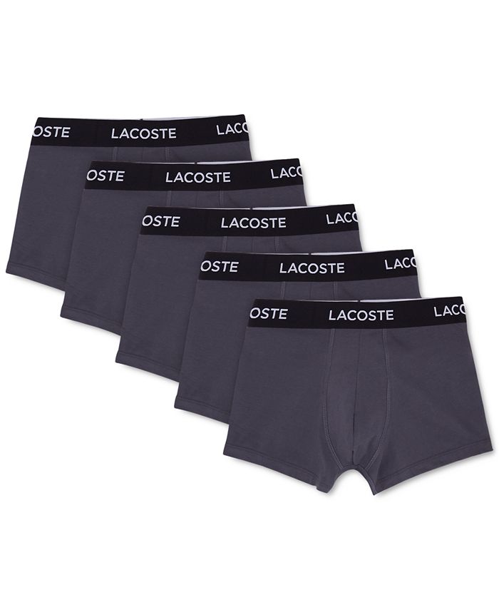 Lacoste Men's 5 Pack Cotton Trunk Underwear Black Size Medium