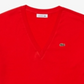 Lacoste Women's Relaxed Fit Solid Cotton Jersey V Neck T-Shirt Red Size 38