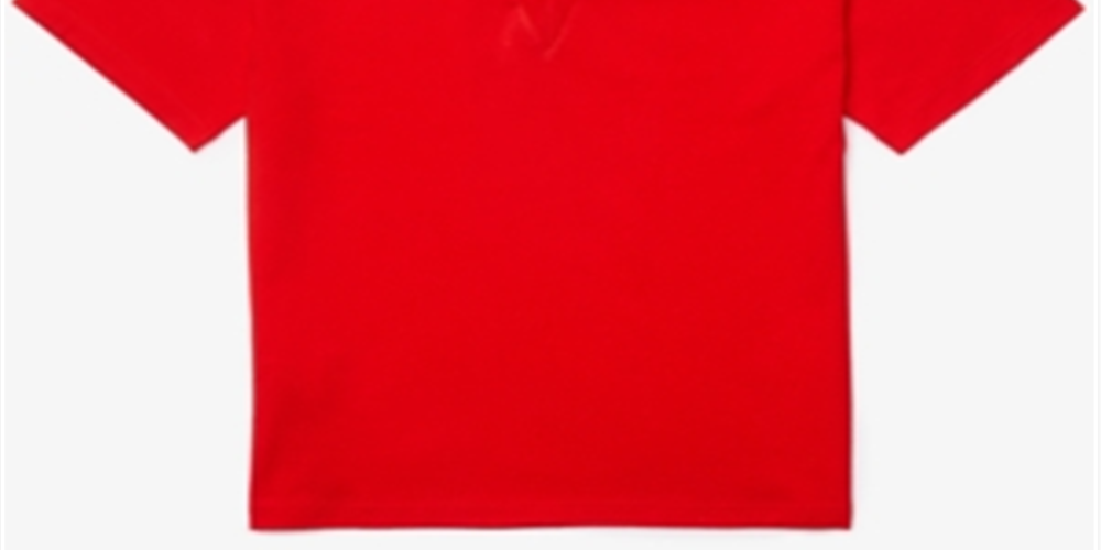 Lacoste Women's Relaxed Fit Solid Cotton Jersey V Neck T-Shirt Red Size 38