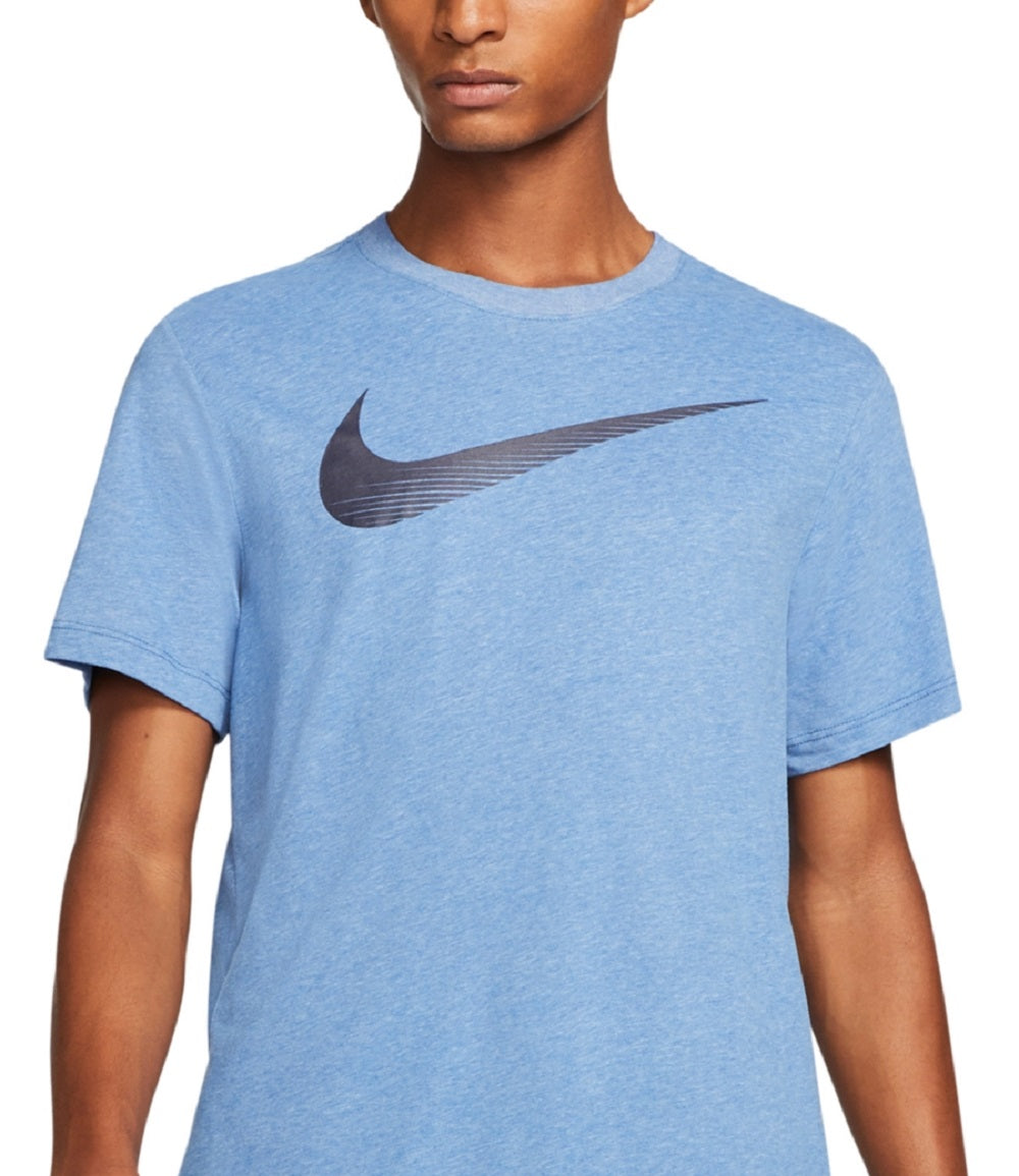 Nike Men's Swoosh Dri Fit Logo Graphic T-Shirt Blue Size Medium