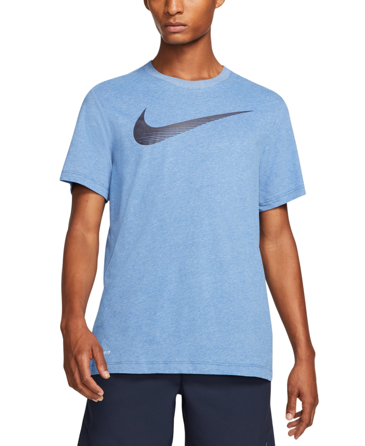 Nike Men's Swoosh Dri Fit Logo Graphic T-Shirt Blue Size Medium