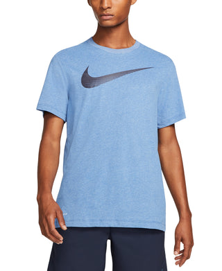 Nike Men's Swoosh Dri Fit Logo Graphic T-Shirt Blue Size Medium