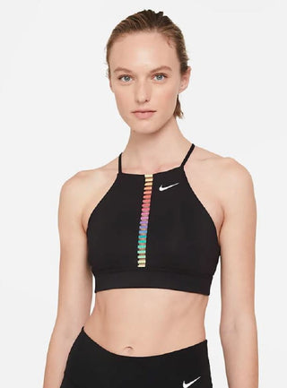 Nike Women's Indy Rainbow Ladder HI Bra Black Size Large