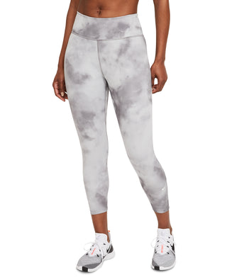 Nike Women's Dri Fit One Icon Clash Crop Performance Leggings Gray Size Small