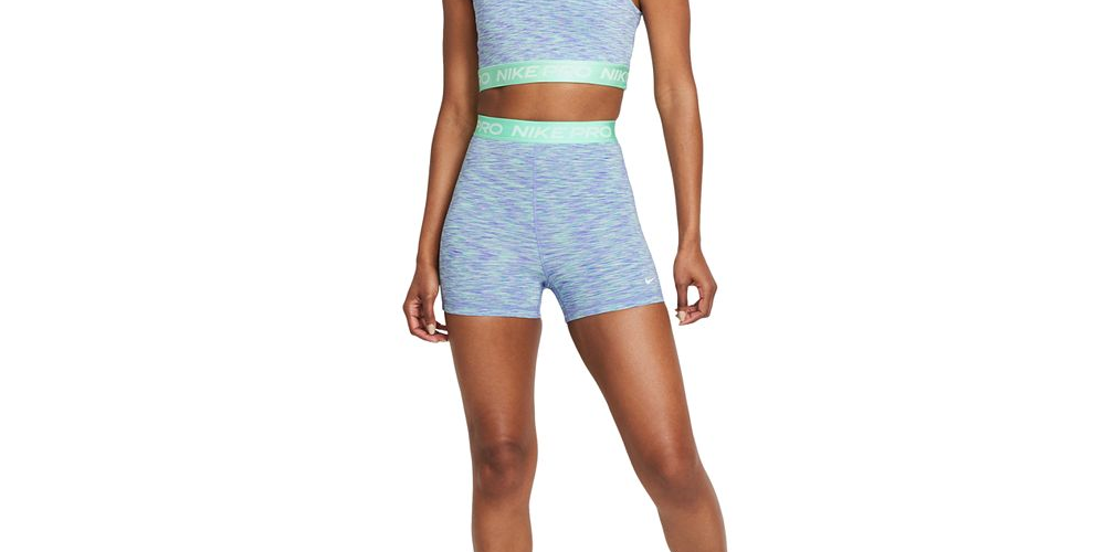 Nike Women's Pro Space Dyed Fitted Active Shorts Green Size Medium