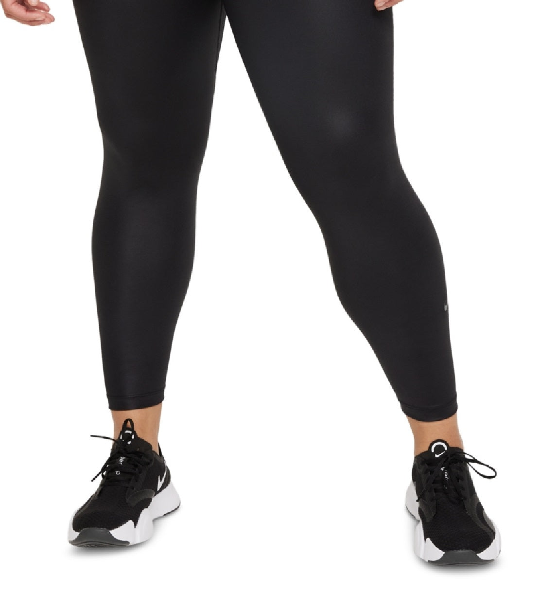 Nike Women's One Faux Leather Mid Rise 7/8 Leggings Black Size 1X