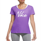 Nike Women's Dri Fit Script Logo Training T-Shirt Purple Size Large