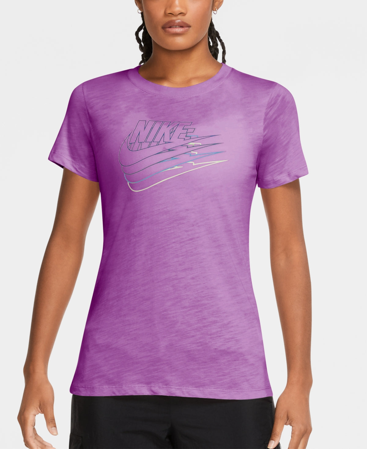 Nike Women's Sportswear Cotton Logo T-Shirt Purple Size Large
