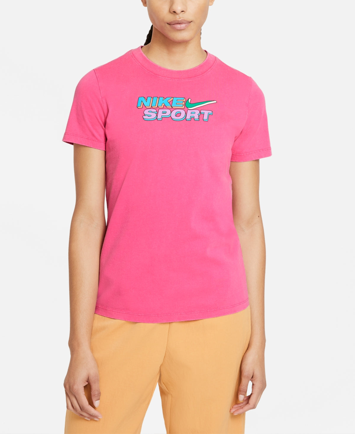 Nike Women's Cotton Logo T-Shirt Pink Size Medium