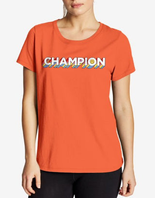 Champion Women's Logo T-Shirt Orange Size 2X
