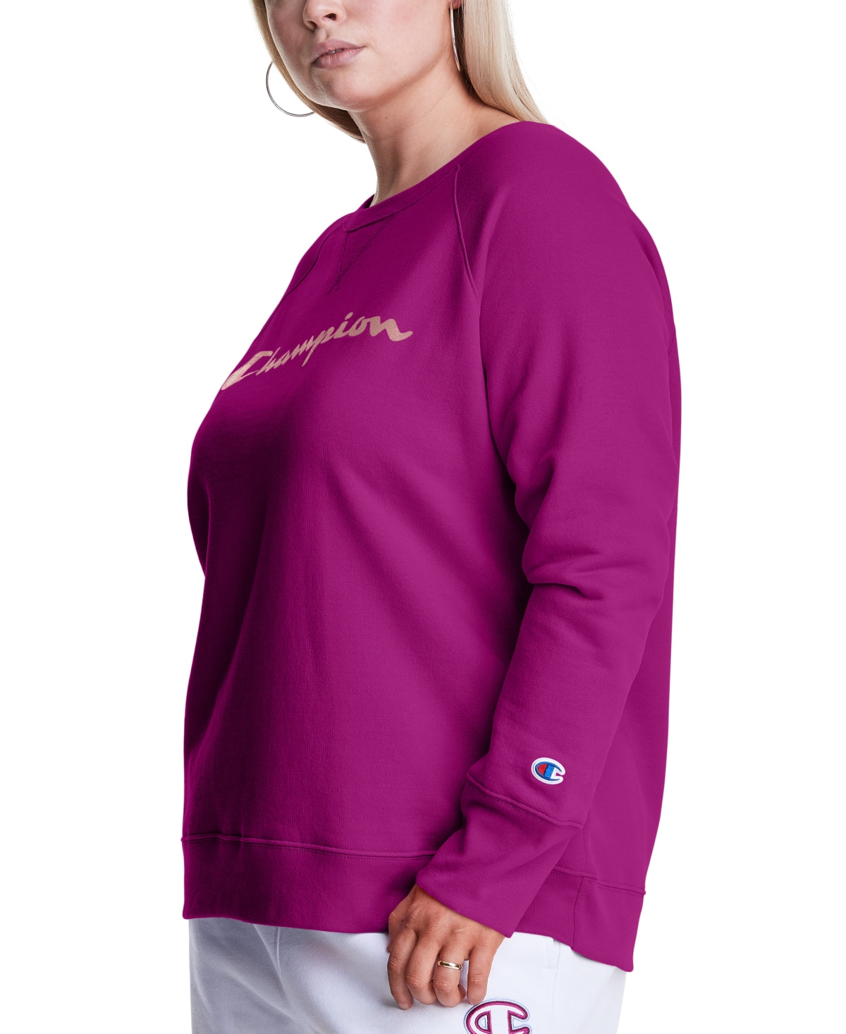 Champion Women's Powerblend Signature Graphic Sweatshirt Purple Size 2X