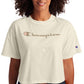 Champion Women's Logo Cropped T-Shirt Brown Size Large