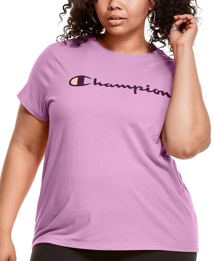 Champion Women's Classic Logo Graphic T-Shirt Purple Size 2X