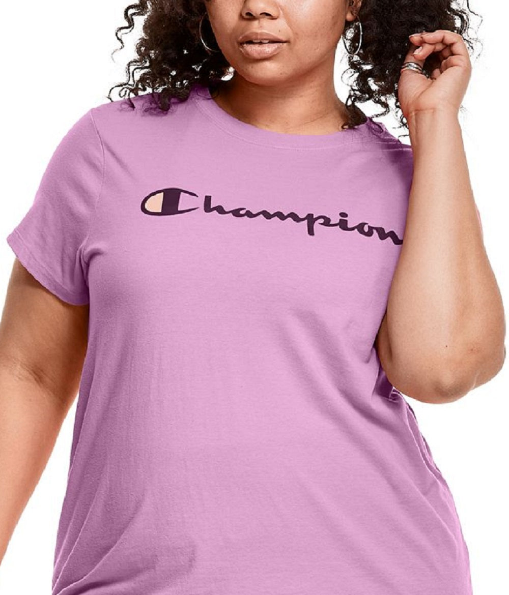 Champion Women's Classic Logo Graphic T-Shirt Purple Size 2X