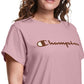 Champion Women's Classic Logo Graphic T-Shirt Pink Size 2X