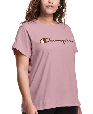 Champion Women's Classic Logo Graphic T-Shirt Pink Size 2X
