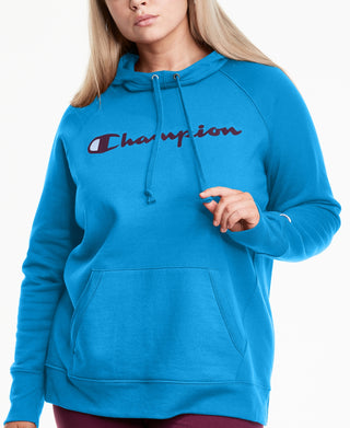 Champion Women's Powerblend Logo Hoodie Blue Size 3X