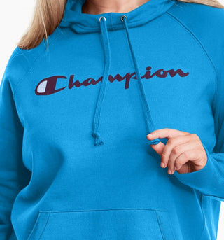 Champion Women's Powerblend Logo Hoodie Blue Size 3X