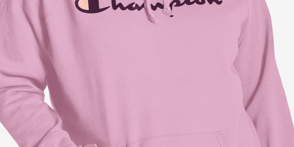 Champion Women's Powerblend Logo Hoodie Pink Size 1X