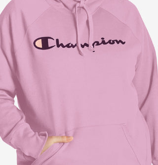 Champion Women's Powerblend Logo Hoodie Pink Size 3X