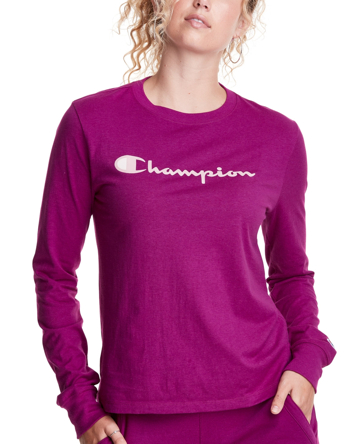 Champion Women's Classic Long Sleeve T-Shirt Purple Size Small