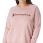 Champion Women's Plus Powerblend Logo Boyfriend Sweatshirt Pink Size 1X