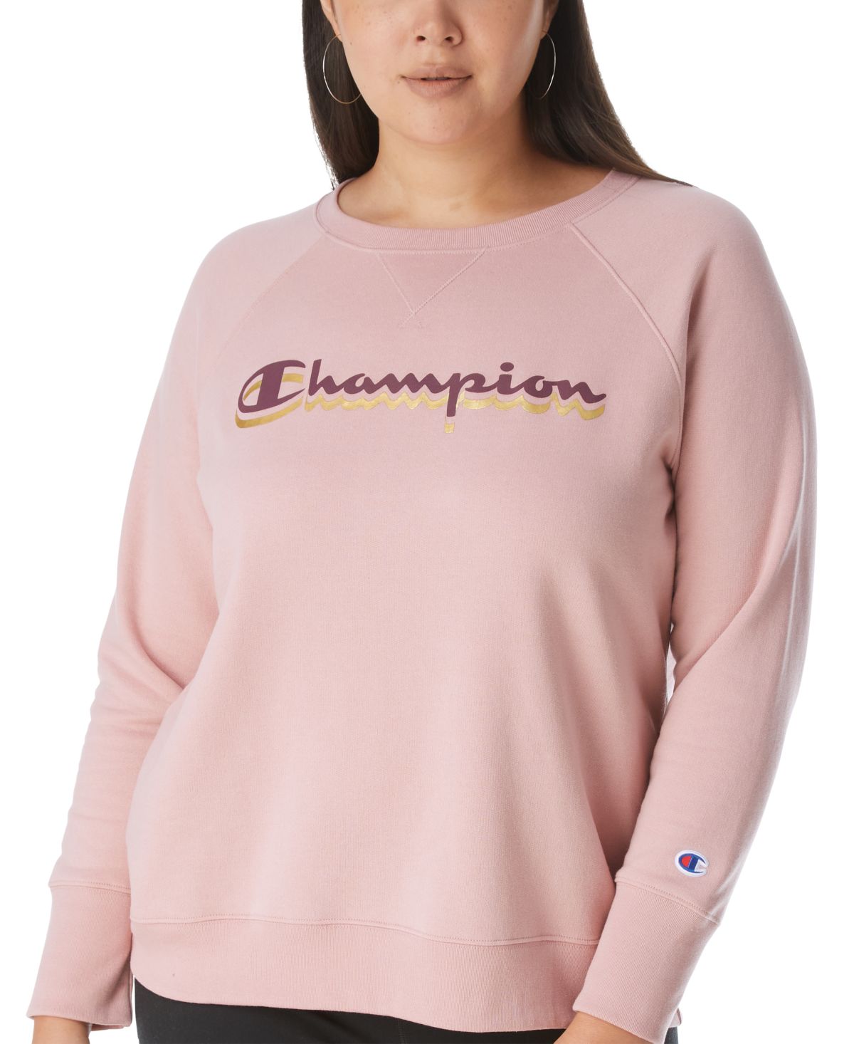 Champion Women's Cotton Blend Logo Graphic Sweatshirt Pink Size 3X