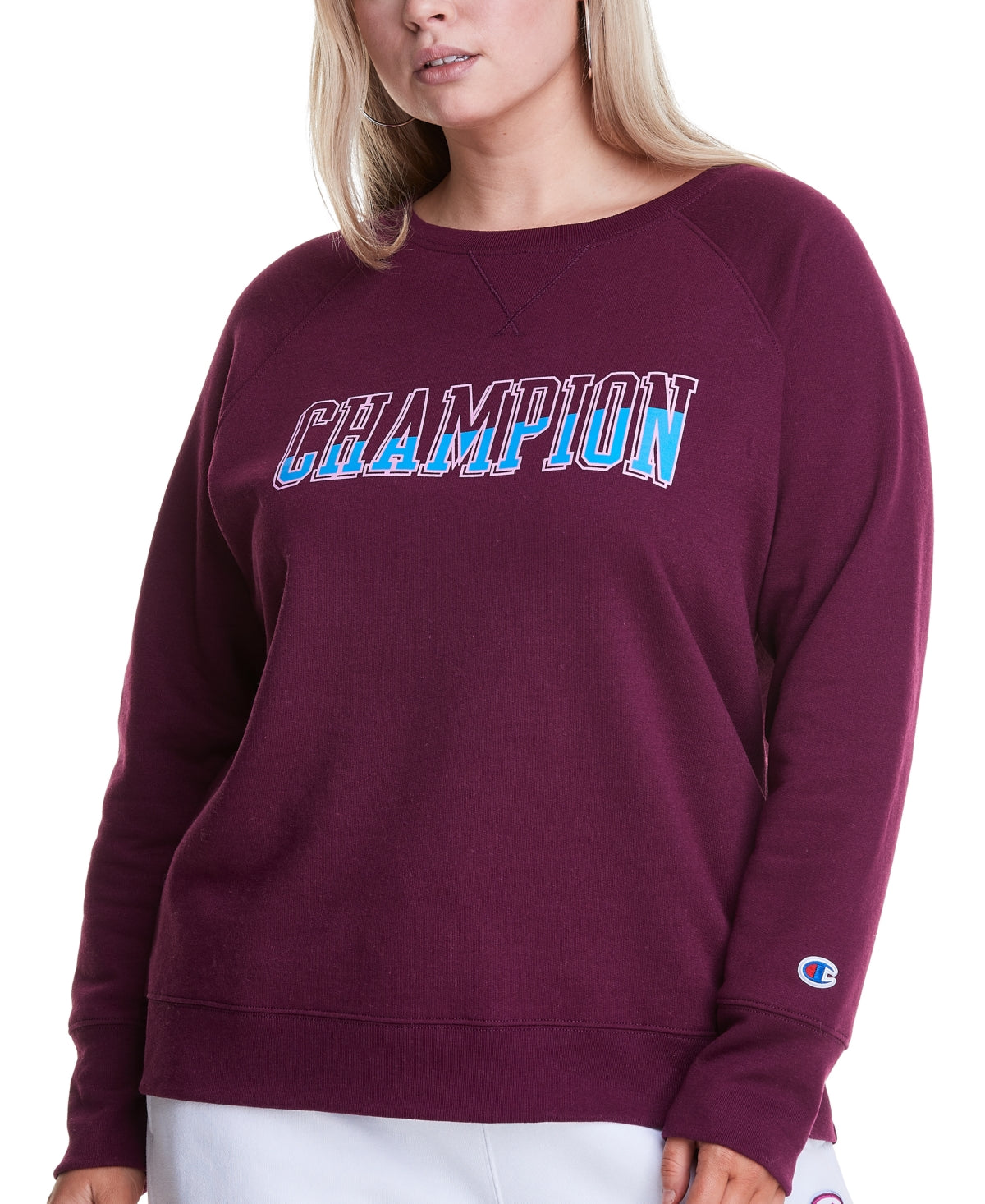 Champion Women's Logo Print Sweatshirt Purple Size 3X
