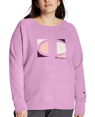 Champion Women's Logo Print Sweatshirt Pink Size 1X