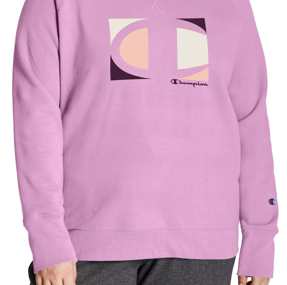 Champion Women's Logo Print Sweatshirt Pink Size 1X