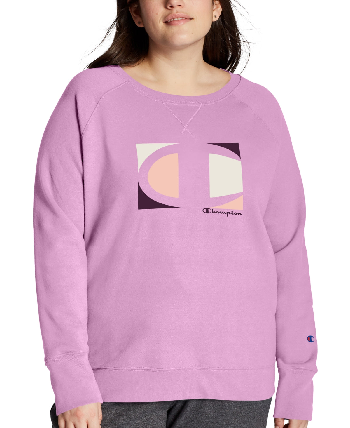 Champion Women's Logo Print Sweatshirt Pink Size 3X