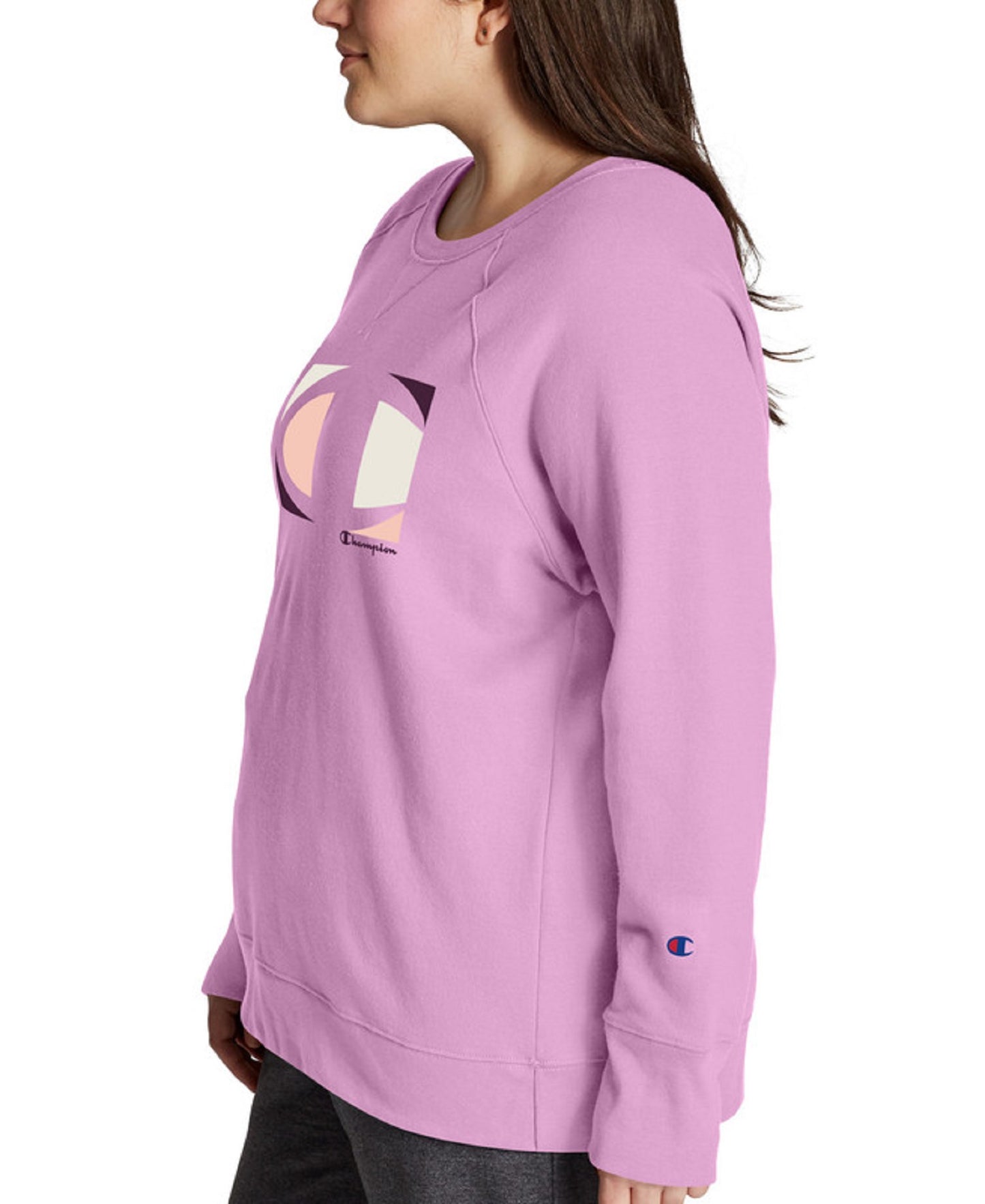 Champion Women's Logo Print Sweatshirt Pink Size 3X