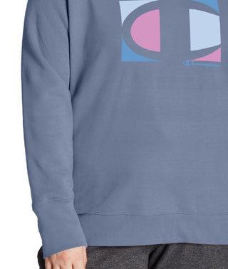 Champion Women's Logo Print Sweatshirt Blue Size 3X