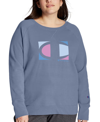 Champion Women's Logo Print Sweatshirt Blue Size 3X