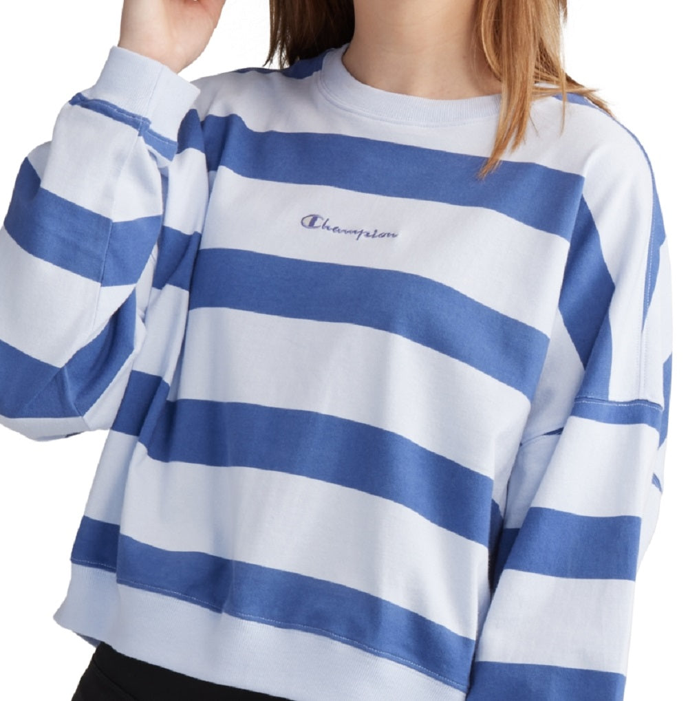 Champion Women's Cotton Striped Long Sleeve Top Blue Size Large