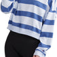 Champion Women's Cotton Striped Long Sleeve Top Blue Size Large