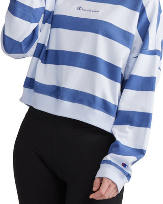 Champion Women's Cotton Striped Long Sleeve Top Blue Size Large