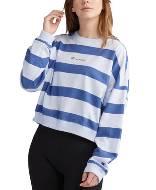 Champion Women's Cotton Striped Long Sleeve Top Blue Size Large